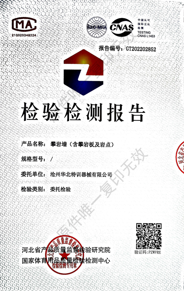 攀巖墻檢測報告(國體)